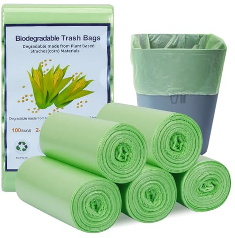 Biologisch Müllbeutel 15 Liter 100 Stück Kompostierbare Müllbeutelm,Bio Müllbeutel, Biomülltüten,Bio Beutel Küchen Lebensmittel Abfallbeutel für Küchen Badezimmer, Wohnzimmer Hellgrün