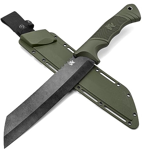 ODENWOLF W Machete - Survival Buschmesser aus D2 Stahl für Bushcraft, Outdoor Aktivitäten und Gartenarbeit - Großes, Scharfes Messer, Grün