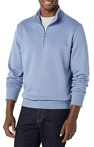 Amazon Essentials Herren Langärmliges Fleece-Sweatshirt Mit Viertelreißverschluss