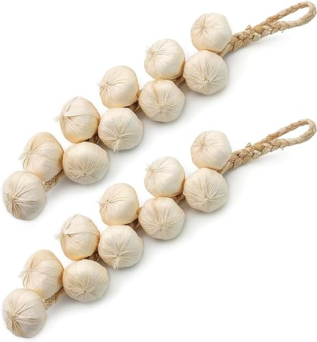 WSAMJIN 2 Stück Schaumstoff Knoblauch Strings, Künstliche Knoblauch, Simulation Knoblauch Künstliche Gemüse Hängen Deko für Home Küche Garten Inneneinrichtung Fotografie Requisiten