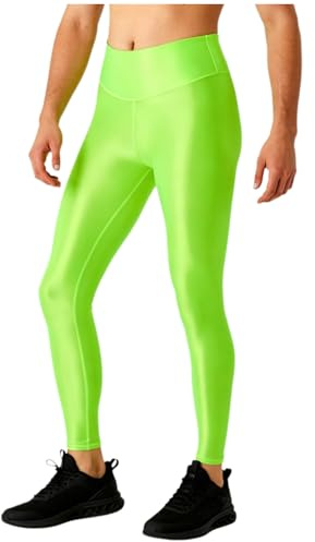 Freebily Herren Leggings Ölig Glanz Strumpfhose Ohne Fuß Tights Glossy Nylon Sport Tights Unterhose Lang