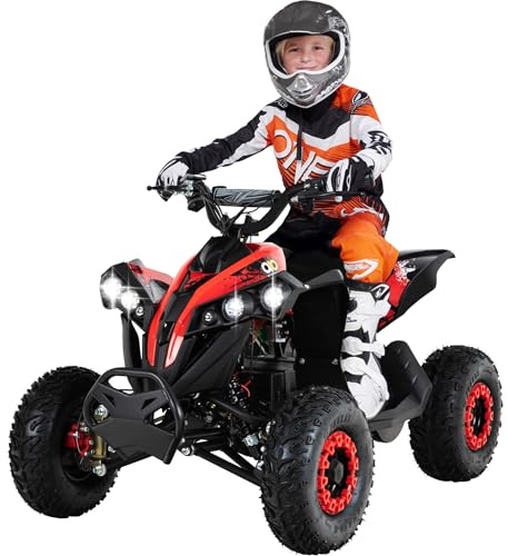 Actionbikes Motors Kinder Quad Elektro ATV Reneblade (Schwarz/Rot) | 𝟒𝟖 Volt 𝟭𝟬𝟬𝟬 Watt Motor bis 𝟐𝟒 km/h | Kinderquad | Pocket Quad | Safety Touch Fußschalter | Für Kinder ab 8 Jahren