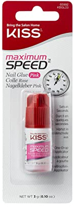 KISS Nagelkleber Maximum Speed pink 3g – Schnelltrocknender Nagelkleber zum Aufkleben und Reparieren von Kunstnägel - sekundenschnell - Einzeltropfen-Applicator