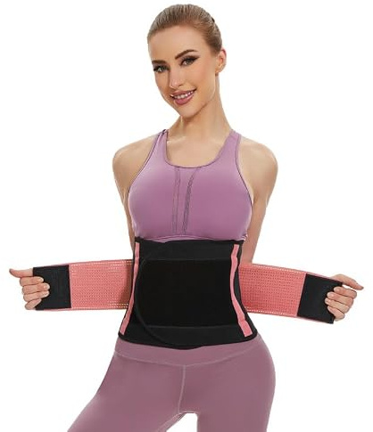 SIHOHAN Bauchweggürtel, Fitness Gürtel Verstellbarer, Taille Trimmer Gürtel Fitnessgürtel, Abnehmen Waisttrainer Taillenformer, Bauchgürtel für Herren und Damen(Schwarz/Rosa/Violett, S-XXL)