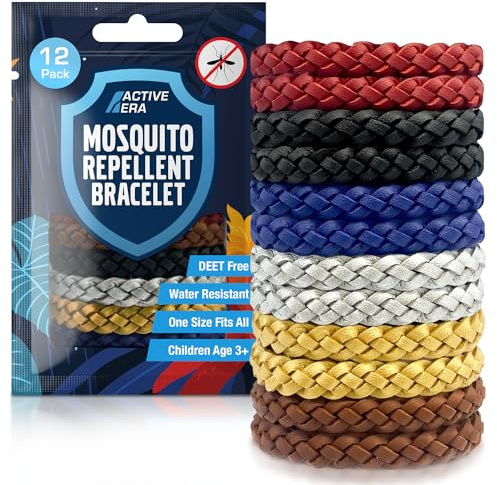 Active Era Mückenschutz Armband (12 Stk), Mückenabwehr Outdoor, Camping - Mückenarmband für Kinder & Erwachsene - Natürlicher Anti Mücken Schutz, Wasserfest, 10 Tage Schutz, 100% DEET frei - Modern