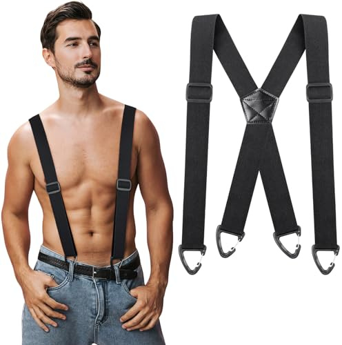 Kiiwah Hosenträger für Herren Breit 3,5 cm mit Dreieckige Robusten Karabiner Verschluss, Einstellbar und Elastisch Einheitsgröße Hosenträger für Männer und Damen, X/Y Style