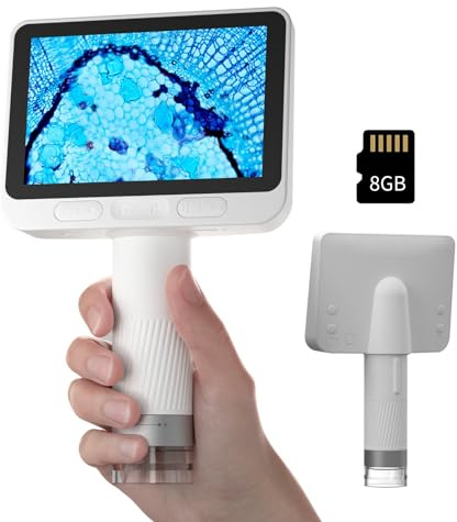 BEAVERLAB Mikroskop für Kinder, digitales Mikroskop 100X-1600X, 4,0 IPS Mikroskop, 1080P HD Taschenmikroskop mit 8 einstellbaren LED-Lights, drahtlose Handheld Microscope für Handy PC/TV