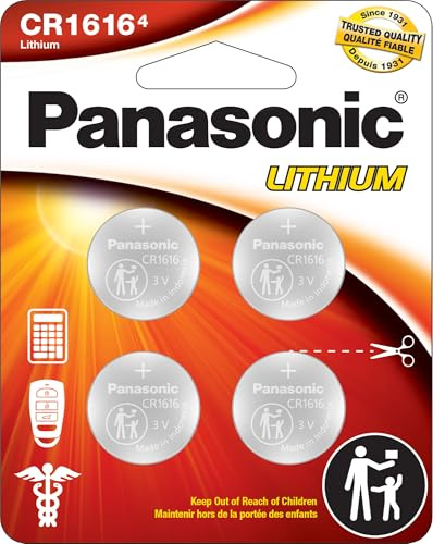 Panasonic CR1616 3,0 Volt langlebige Lithium-Knopfzelle in kindersicherer, standardbasierter Verpackung, 4 Batterien