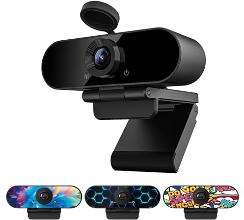 Smilodon 1080P HD Webcam, Pro, mit 110° Weitwinkel, Sichtschutz Abdeckung, Stativ, für Konferenzen, Live-Streaming, Aufnahme, Kompatibel mit Skype/Zoom/Teams/YouTube