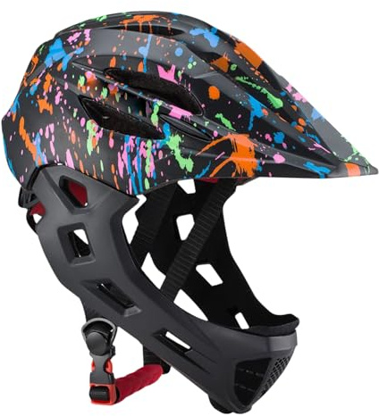 Aomiun Kinderhelm Verstellbare Atmungsaktive Kinderhelm Fahrradhelme, Leichte Integralhelme mit LED Licht Für Fahrräder Skateboards(52-56 cm)