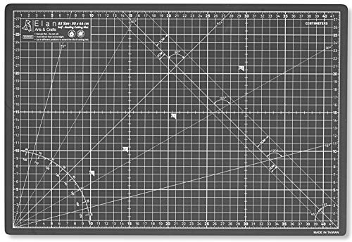 Elan Schneidematte A3 Schwarz, 5-lagige Schneidematte 30x44 Selbstheilend, Bastelunterlage Schnittfest A3, Cutting Mat 30x44, Schittmatte