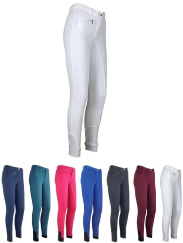 RL24 - Kinder-Reithose Flex Basicline | Reiterhose für Mädchen & Jungen | Silikon-Vollbesatzreithose | hautfreundlich, atmungsaktiv & elastisch | Reitleggings in Weiß in Größe 146