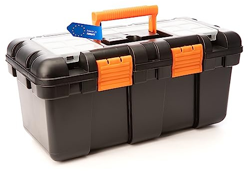 BigDean Werkzeugkoffer leer - 51x25x23cm - aus schlagfestem Kunststoff - Werkzeugkiste mit Innenablage - auch als Angelbox geeignet - Werkzeugkasten für Heim- & Handwerker - Made in EU