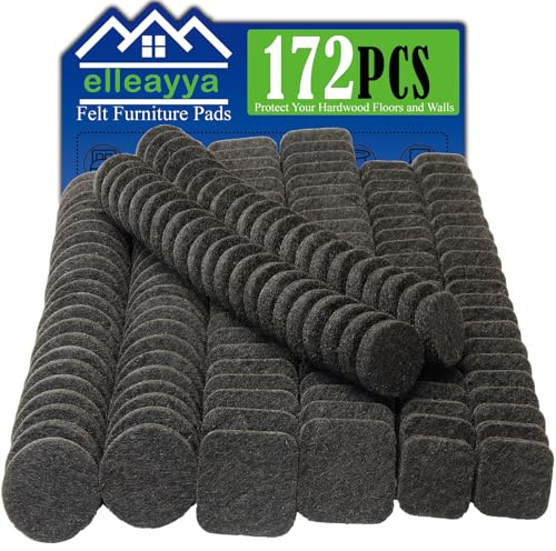 Selbstklebende Filzgleiter Für Stühle, Stuhl Filzgleiter (172 Stück: quadratische und Rund, Größen: 19mm und 25mm, Schwarz) Profi Möbelgleiter Filz Mit Klebkraft - Schützen Sie Ihre Holzfußböden