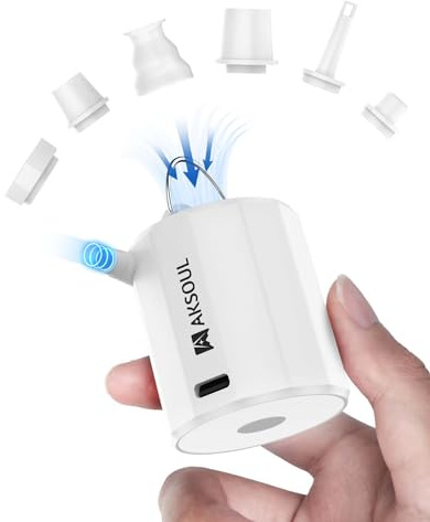 AKSOUL Tragbare elektrische Luftpumpe: Pumpen mit Akku, wiederaufladbar, 1600 – 4000 mAh für aufblasbare Produkte