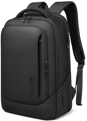HEROIC KNIGHT Business Rucksack Herren 15,6 Zoll, Arbeitsrucksack mit Laptopfach und USB-C Anschluss, Wasserdichter Laptop Rucksack für Büro, Geschäftsreise, Pendeln und Handgepäck, Schwarz