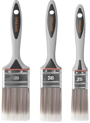 GRIFEMA GA4201-3, 1/1,5/2 Zoll Malerpinsel, Flachpinsel, für Möbel, Wände, Zäune, Borstenbreite 25, 38, 50 mm, 3 Stück