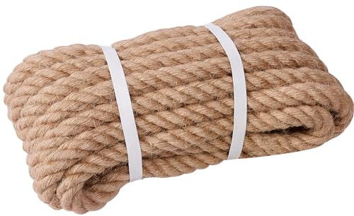 XINSHUNCAN Juteseil 20mm 10M,Natürliche Hanfseil 4-Stränge Dicke Jute Schnur Gedreht Tauwerk Tau Seil für Garten Handwerk DIY Dekoration Deko Seil Tauziehen Absperrseil Handlaufseil