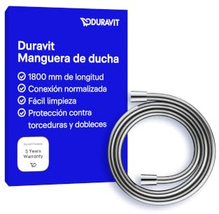 Duravit Universal Brauseschlauch, flexibler Duschschlauch 1,80 m mit Verdrehschutz, knickfest, Chrom