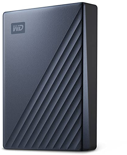 WD My Passport Ultra externe Festplatte 5 TB (mobiler Speicher, Metallgehäuse, herunterladbare Software, automatische Backups, Passwortschutz) Blau - auch kompatibel mit PC, Xbox, PS4 und PS5