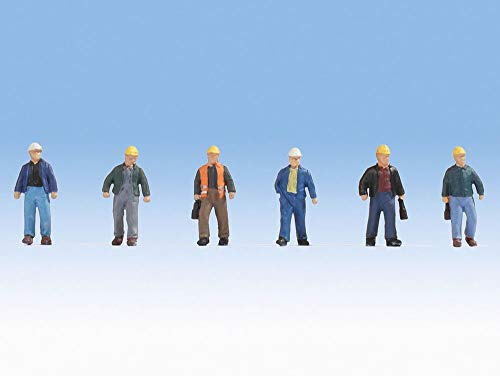 NOCH H0 Figuren Bauarbeiter, Modellfiguren Set 6-teilig, für die Spurweite H0, ideal für Modellbau und Dioramen