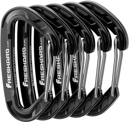 FresKaro Karabiner Haken-Karabinerhaken, Robust, Klein, Stabil, Schlüsselanhänger, Zubehör, Federschnapper, 8kN 816kg, für Wandern, Camping, Angeln, Nicht zum Klettern, Schlüssel Mini-Größe, 5Stück