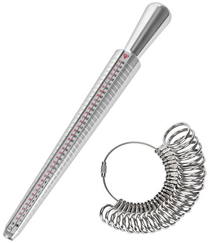 Towinle Ringgrößenmesser von 41 bis 76, Fingergrößenmessgerät, Ringwerkzeug aus Metall oder Kunststoff, mit 3 Messskalen (EU, US, UK), Aluminium