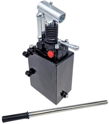 Flowfit Hydraulische Doppeltwirkende Handpumpe 45cc für doppeltwirkenden Zylinder Montiert mit einem Tank 600mm Handhebel enthalten (2 Liter/ohne Überdruckventil)