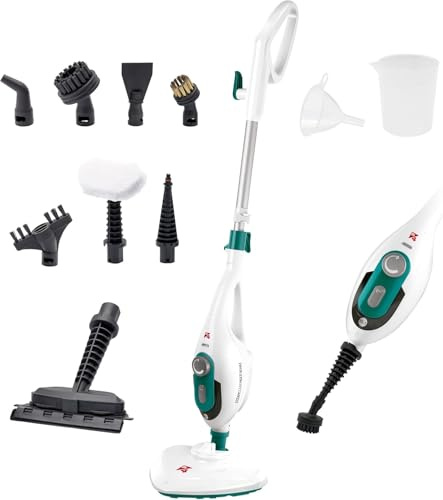 Di4 Dampfreiniger Steamclean Multifunktion 10 in 1, 1500W, Reiniger Handgerät und Dampfmop, Düsen und Mikrofaserbezug, für alle Böden, ideal für Teppich, ECO-Reinigung, Amazon-Exklusiv