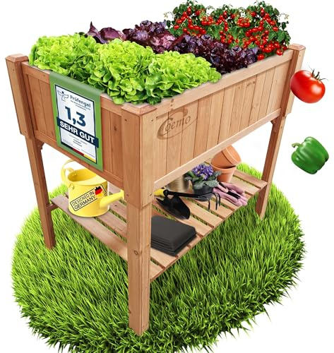 Coemo Hochbeet Holz mit Ablageboden, 90x60x90 cm, Terrasse & Garten | Pflanztrog & Frühbeet für Balkon, Kräuterhochbeet mit Pflanzvlies, auch als Sichtschutz nutzbar