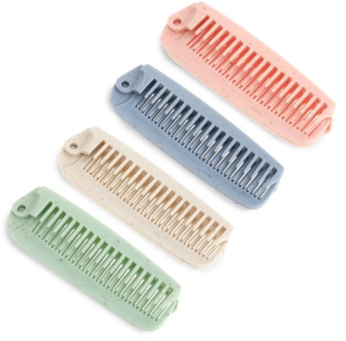 LXUEJIE 4 Stück Tragbarer Faltbarer Kamm, Mini Haarbürste Doppelköpfig Klappkamm Klappbar Klappbürste Kleine Haarbürste Reise Taschenkamm Klappbare Reisehaarbürste