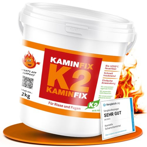 Kaminfix Schamottemörtel K2 für Kamin & Ofen – feuerfester Mörtel | Ideal zum Ausbessern und Verkleben von Schamotte im Kamin oder Ofen – einfach mit Wasser anmischen.