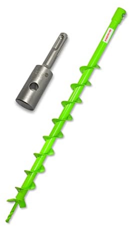 WERHE Erdbohrer für bohrmaschine mit SDS Plus adapter ⌀60 mm, 80cm länge – Brunnenbohrer, Baumpflanzung, erdlochbohrer, Pfahlbohrer, Durchlässenbohrer – Präzise Bohrspitze und Hartmetallklingen