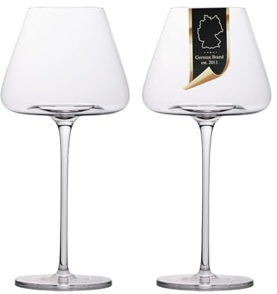 INTIRILIFE 2x Wein Glas mit modernem Design - 600 ml Füllmenge - Weißwein Rotwein Glas Kelch Spülmaschinenfest Kristallglas stoßfest