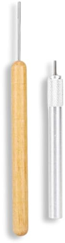 2 Stück Schlitzwerkzeug, Edelstahl-Papier-Quilling-Stift, Metall-Roll-Curling-Quilling-Nadelstift Mit Hölzerner Hand, Papier-Quilling-Zubehör, DIY Handgefertigte Bastelpapier-Quilling-Werkzeuge