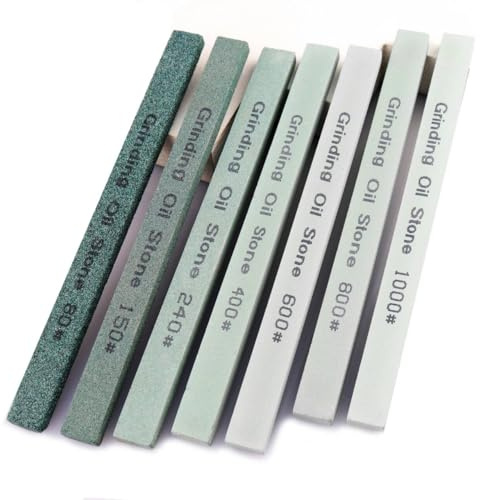 CBRIGHT Schärfstein Set,7pcs Messer Abziehstein Set Grün Siliziumkarbid Öl Stein Abziehstein für Messer,Die meisten Klingen&Mold- 80# 150# 240# 400# 600# 800# 1000# (5.9x0.47x0.24Inch)