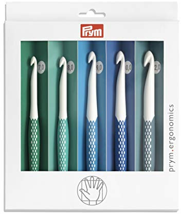 Prym 218441 Wollhäkelnadel Set 7,0 mm - 12,0 mm, prym.ergonomics, Kunststoff, ergonomischer Griff