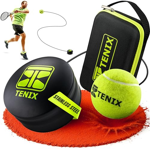 TENIX® Tennis-Trainer Set [mit Power-Grip-System] Tennis Trainingsgerät für Kinder & Erwachsene | Tennis alleine Spielen im Hof, im Park, auf dem Tennisplatz | Hole dir deinen Selbst-Trainer!