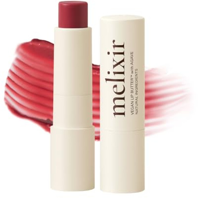 Melixir Vegan Lip Butter #05 Dewy Rose (9 Farben), Getönter Lippenbalsam, pflegend, feuchtigkeitsspendend, ohne Bienenwachs und Vaseline, aufbaubare Farbe, vegane Pflege, tägliche Anwendung, 3,9 g