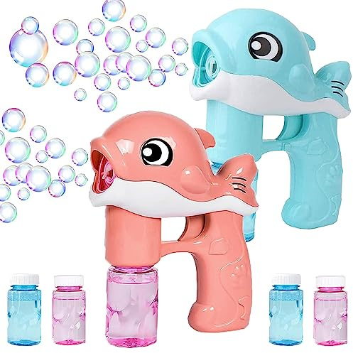 Seifenblasen-Pistole, 2 Stück Seifenblasenmaschine für Kinder, Bubble Maschine, Seifenblasenpistole mit Seifenblasenlösung, Seifenblasen Pistole Für Kinder Outdoor Party, Sommerparty (M3)