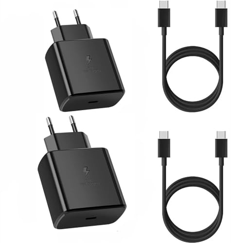2 Pack USB C Ladegerät, 45W Schnellladegerät & 1.5M Ladekabel USB C PPS-Schnellladen Netzteil für Samsung Galaxy S24 Ultra/S24/S23+/S23/S22/Note20, Fast Charger Stecker Adapter für iPhone 17/16/15