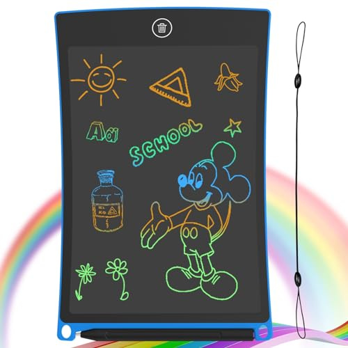 GUYUCOM 8,5-Zoll-LCD-Schreibtablett für Kinder und Zaubertablett für Kinder mit bunter und hellerer Linie, tolle Geschenke für 3 4 5 6 7 Jahre alte Jungen und Mädchen (Blau)