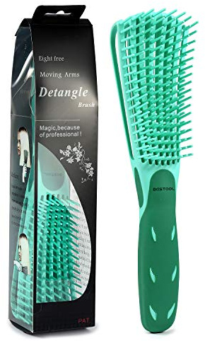 BESTOOL Haarbürste, Lockenbürste für Naturhaar Afro Haare 3a bis 4c Verworrenes, Welliges, Lockiges Haar, Entwirrbürste für Nass/Trocken, Verbesserung der Haartextur (Grün)
