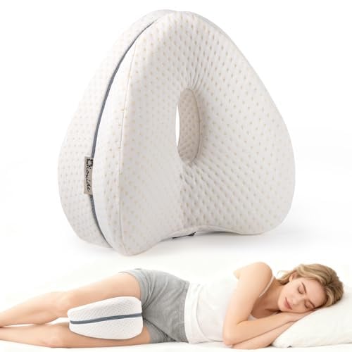 Dioxide Kniekissen für Seitenschläfer, Beinkissen Ergonomisches Seitenschläferkissen Knie mit Memory Foam hüftkissen für Stützt Beine, Knie, Hüfte, Rücken und Schwanger mit abnehmbarem(Weiß)