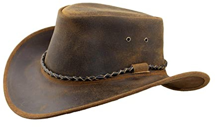 Black Jungle Kimbolton Lederhut, Westernhut, Australienhut, Cowboyhut (Tan, M)