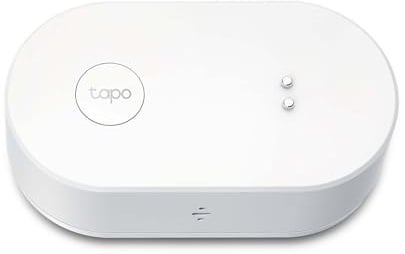 TP-Link Tapo T300 Smarter Wasserleck-Sensor, Tapo Hub erforderlich, eingebaute 90Db einstellbare Sirene, Sensor & APP & Hub-Alarm, IP67 wasserdicht, 1+Jahr Batterielebensdauer, Flexible Platzierung