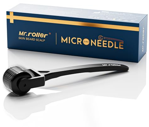 Mr.roller Bartroller 1mm, Derma Roller Haare, Bartroller Bartwuchs, Microneedling Roller, Derma Roller mit 540 Mikro Titan Nadeln für Gesicht, Kopfhaut, Haarverlust
