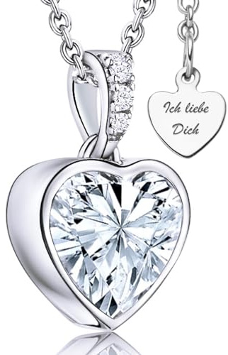 Herzkette Silber 925 / Gold vergoldet Halskette Damen „Ich Liebe Dich“ | Kette mit Herz-Anhänger– Geschenke Frauen Freundin zum Geburtstag Hochzeitstag Jahrestag Valentinstag – Schmuck nickelfrei