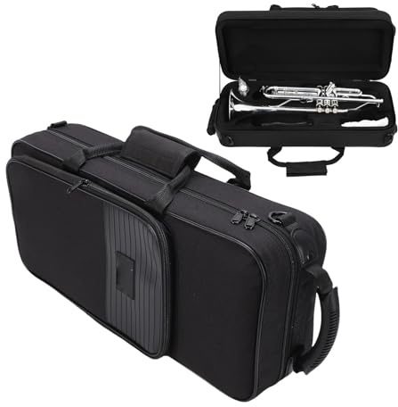 Fafeims Trompetenkoffer mit Verstellbarem Schultergurt, 3-lagige Trompeten-Gigbag, Tragbarer Blasinstrumentenkoffer, Leichte Gepolsterte Musik-Tragetasche
