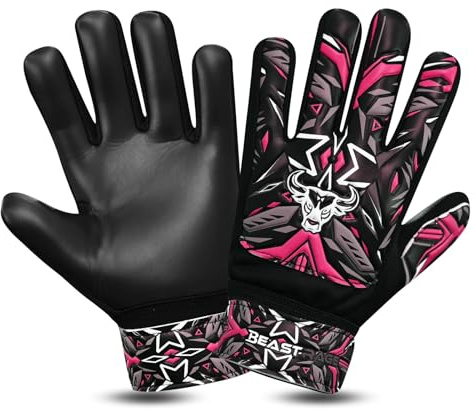 BEAST RAGE Torwarthandschuhe Kinder Gepolsterte Torwart Handschuhe für Kindero Fußball Torwarthandschuhean für Jungen, Kinderg (Rosa, Größe 5, geeignet für Kinder von 9 bis 12 Jahren)